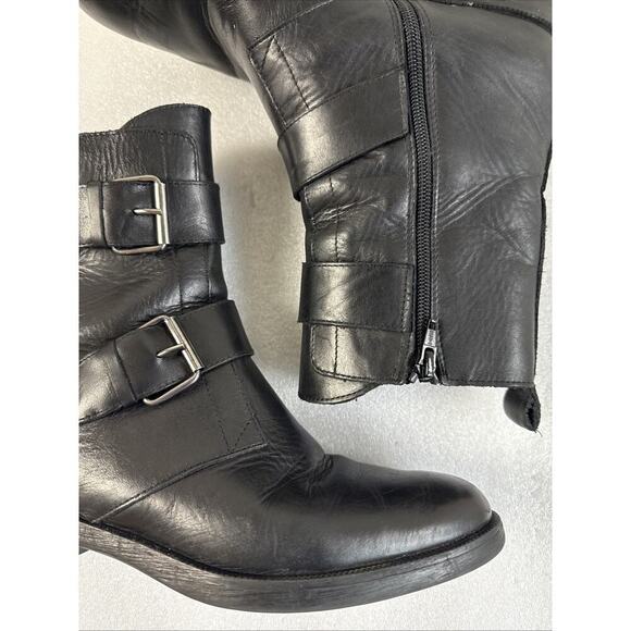 Emanuele Crasto boots Woman 39 EU 9 black Leather Double Buckle Italian Combat - Picture 3 of 14